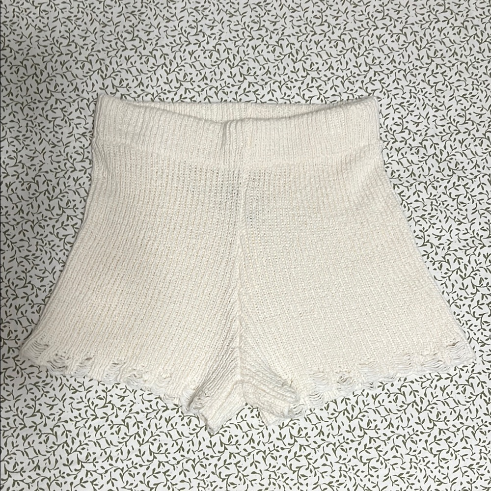 moon & madison High Waist Cream Knit Shorts